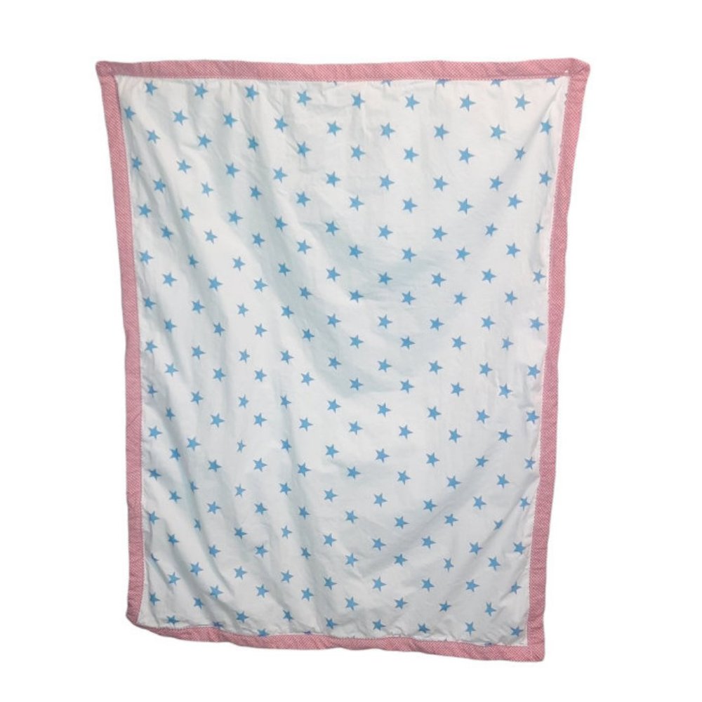 Sumersault Blue Stars Red Gingham Baby Blanket 29" X 38"